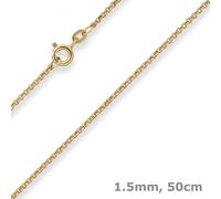 Collar De Perlas De 1,5Mm Cadena De Oro 585 Oro Amarillo 50Cm