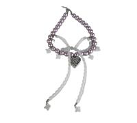 Collar de perlas de doble capa con cuentas de dopamina y morado para una elegante joyería de capas, cadena de clavícula, collar de cuentas artísticas