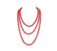Collar de perlas de los años 20, collar largo de perlas falsas, retro, vintage, perlas de imitación, collar en capas, cadena de perlas, joyería de disfraz para mujeres y niñas, Perla, No es una piedra preciosa