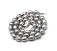 Collar de perlas grises naturales de agua dulce de 8-9mm for mujer, gargantilla con cuentas de perlas de buen brillo, venta al por mayor, boda Accesorios de moda ( Color : 7-8mm , Size : 6 1/8 )