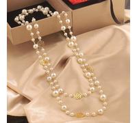 Collar de perlas largas japonesas con influencia coreana con capas de fragancia de rosas y cadena de aleación de precisión (perlas grises)