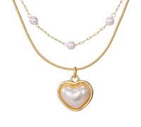 Collar de perlas para mujer, a la moda, con hebilla, amor, colgante, cadena de Internet, rojo, viento frío, suéter, collar de cadena lindo, Aleación de zinc, No es una piedra preciosa