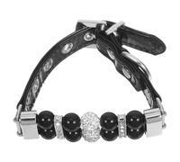 Collar de Perlas para Perro Cristales y Hebilla Ajustable | Cuero PU Negro, Estilo Elegante y Chic, para Cachorros y Razas Pequeñas, Fiestas y Eventos
