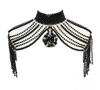 Collar de perlas tejidas con cuentas de cuello alto, joyería corporal, cadena de hombro para mujer, conjunto de collar de boda, One Size, Como se describe, como se describe