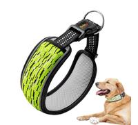 Collar De Perro Acolchado, Suave Collar Para Perros | Transpirable Cachorro Para Protección Del ,Diseño De Rayas Reflectantes Exterior Interior Use Collar Ajustable Para Caminar, Correr