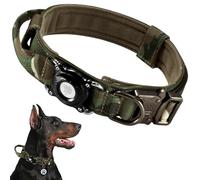 Collar de perro AirTag 2026, collar táctico militar con soporte integrado para AirTag, mango de control ajustable, hebilla de metal duradera, cómodos collares GPS para perro (camuflaje, L)