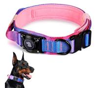 Collar de perro AirTag impermeable 2026, collar táctico militar con soporte para AirTag, cómodo mango de control y hebilla de metal, soporte para collar de perro GPS para perros medianos a grandes