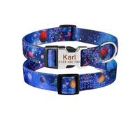 Collar de Perro Ajustable Personalizado de Nailon con Placa de identificación Personalizada y Grabado para Mascotas(Planet 21,M 32-52cm)