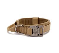Collar de perro ajustable táctico con asa, collar suave para perros anchos, collar militar de doble cuello de metal, para perros grandes, medianos y pequeños