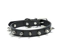 Collar de Perro antimordida con Tachuelas y púas, Collar for Perro de Piel sintética Apto for Perros pequeños, Collar Deportivo for Perros Bulldog Pug, Collar for Cachorros y Gatos (Color : Black, S