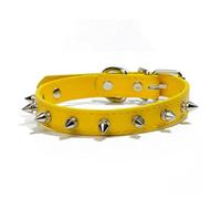 Collar de Perro antimordida con Tachuelas y púas, Collar for Perro de Piel sintética Apto for Perros pequeños, Collar Deportivo for Perros Bulldog Pug, Collar for Cachorros y Gatos (Color : Yellow,