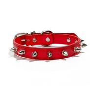 Collar de Perro antimordida con Tachuelas y púas, Collar for Perro de Piel sintética Apto for Perros pequeños, Collar Deportivo for Perros Bulldog Pug, Collar for Cachorros y Gatos (Color : Red, Siz