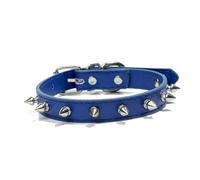 Collar de Perro antimordida con Tachuelas y púas, Collar for Perro de Piel sintética Apto for Perros pequeños, Collar Deportivo for Perros Bulldog Pug, Collar for Cachorros y Gatos (Color : Blue, Si