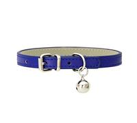 Collar de perro azul XXS con campana, collar de piel sintética con campana, collares suaves para perros pequeños, hebilla ajustable para taza de té pequeña, XS, extra pequeño, macho, niños, gatos