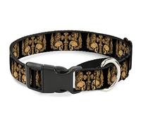 Collar de Perro BD Skulls con alas Negras y Marrones - 3,8 cm de Ancho - se Adapta a cuellos de 33 a 46 cm - tamaño pequeño
