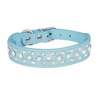 Collar de perro brillante Collar de perro de cuero PU con cristales