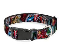 Collar de Perro Clip de plástico Marvel Avengers Superhero Villain Poses de 11 a 17 Pulgadas de Ancho 1.0 Pulgadas