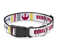 Collar de Perro Clip de plástico Star Wars Rebel Pilot Alliance Insignia X Wing Fighter 13 a 18 Pulgadas 1.5 Pulgadas de Ancho