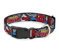 Collar de Perro Clip de plástico The Amazing Spider Man apilado cómics posturas de acción de 13 a 18 Pulgadas 1.5 Pulgadas de Ancho