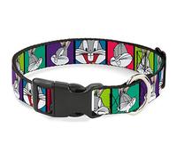 Collar de perro con clip de plástico, bloques de expresión de conejo, multicolor, de 16 a 23 pulgadas, 1.5 pulgadas de ancho