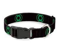 Collar de perro con clip de plástico DC League of Super Pets Green Lantern Logo Negro Verde 13 a 17 pulgadas 1.5 pulgadas de ancho