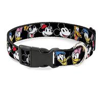 Collar de perro con clip de plástico Disney The Sensational Six Smiling Faces negro, 15 a 26 pulgadas, 1.0 pulgadas de ancho