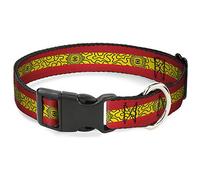 Collar de Perro con Clip de plástico Doctor Strange Eye of Agamotto Stripe Rojo, Dorado y Negro, 13 a 18 Pulgadas, 1.5 Pulgadas de Ancho