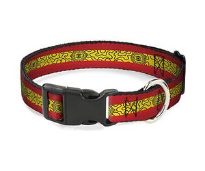 Collar de Perro con Clip de plástico Doctor Strange Eye of Agamotto Stripe Rojo, Dorado y Negro, 13 a 18 Pulgadas, 1.5 Pulgadas de Ancho