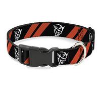 Collar de perro con clip de plástico Dodge Stripes Demon Icon negro, rojo y blanco, de 8 a 12 pulgadas, 0.5 pulgadas de ancho