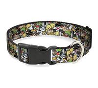 Collar de Perro con Clip de plástico Looney Tunes 6 Personajes Apilados Collage4 de 11 a 17 Pulgadas de Ancho
