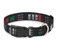 Collar de Perro con Clip de plástico Star Wars Darth Vader cinturón de Utilidad Bounding3 Negro Gris Rojo 9 a 15 Pulgadas 0.5 Pulgadas de Ancho