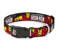 Collar de Perro con Clip de plástico The Invincible Iron Man apilado cómics posturas de acción de 13 a 18 Pulgadas y 1.5 Pulgadas de Ancho