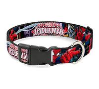 Collar de Perro con Clip de plástico, The Ultimate Spider Man Swinging City Poses de 9 a 15 Pulgadas y 1.0 Pulgadas de Ancho