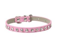 Collar de Perro con Diamantes Collar for Mascotas con Diamantes de imitación Brillantes y Coloridos, Correa Cuero PU for el Cuello, Segura for Gatos Perros, Suministros Suaves(Pink,S)