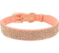 Collar de Perro con Diamantes de imitación, de Cuero Suave, para Perros y Gatos, con Cristales Brillantes, Color Naranja, XS-Orange-XS