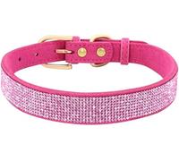 Collar de Perro con Diamantes de imitación, de Cuero Suave, para Perros y Gatos, con Cristales Brillantes, Color Naranja, XS-Rose Red-M
