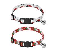 Collar de perro con hebilla acolchada suave, collares para mascotas con campanas ajustables para perros pequeños, cachorros, gatos, 2 unidades, camión rojo, unicornio, árbol de Navidad
