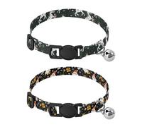 Collar de perro con hebilla acolchada suave, collares para mascotas con campanas ajustables para perros pequeños, cachorros, gatos, 2 unidades, regalo de árbol de Navidad de unicornio de Navidad