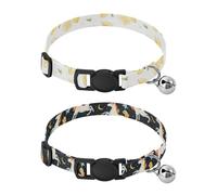 Collar de perro con hebilla acolchada suave para mascotas con campanas, ajustable, se adapta a perros pequeños, cachorros, gatos, 2 unidades, acuarela, limón, unicornio, estrella amarilla