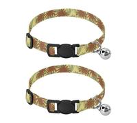 Collar de perro con hebilla ajustable de árbol abstracto tropical amarillo, paquete de 2 collares ligeros para perros pequeños
