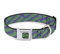 Collar de Perro con Hebilla de cinturón de Seguridad Joker ha Morado Verde 15 a 26 Pulgadas 1.0 Pulgadas de Ancho