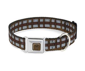 Collar de Perro con Hebilla para cinturón de Seguridad de Star Wars Chewbacca Bandolier Bounding Browns Gray 13 a 18 Pulgadas 1.5 Pulgadas de Ancho