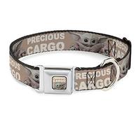 Collar de Perro con Hebilla para cinturón de Seguridad de Star Wars The Child Sitting Pose Precious Cargo Tan White 13 a 18 Pulgadas 1.5 Pulgadas de Ancho