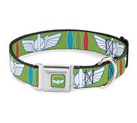 Collar de Perro con Hebilla para cinturón de Seguridad, de Toy Story Buzz Lightyear Bounding Space Ranger Logo Botones 11 a 17" 1.0" de Ancho