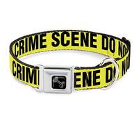 Collar de perro con hebilla para cinturón de seguridad, escena del crimen, no cruzar, amarillo y negro, 11 a 17 pulgadas, 1.0 pulgadas de ancho