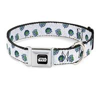 Collar de Perro con Hebilla para cinturón de Seguridad Star Wars The Child Holiday Carriage Pod disperso Blanco Gris 11 a 16.5 Pulgadas 1.0 Pulgadas de Ancho