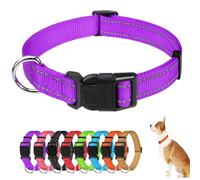 Collar de perro con luz, reflectante, collar ajustable de nailon, collar de seguridad multicolor para perros pequeños, medianos y grandes, caminata nocturna (morado)