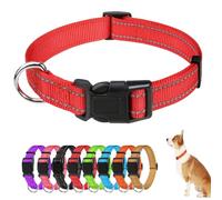Collar de perro con luz, reflectante, collar ajustable de nailon para mascotas, collar de seguridad multicolor para perros pequeños, medianos y grandes, caminata nocturna (rojo)
