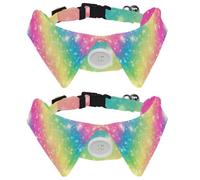 Collar de perro con pajarita, collar de esmoquin formal ajustable para perro con collar de camisa extraíble, collares de gato para mascotas pequeñas, galaxia, fantasía, unicornio, cielo, arco iris