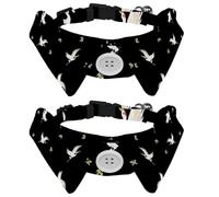 Collar de perro con pajarita, collar de esmoquin formal ajustable para perro con collar de camisa extraíble, collares de gato para mascotas pequeñas, patrón de grúa voladora japonesa